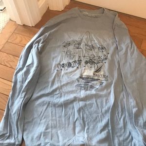 Long sleeve blue Nautica printed t-shirt